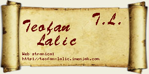 Teofan Lalić vizit kartica